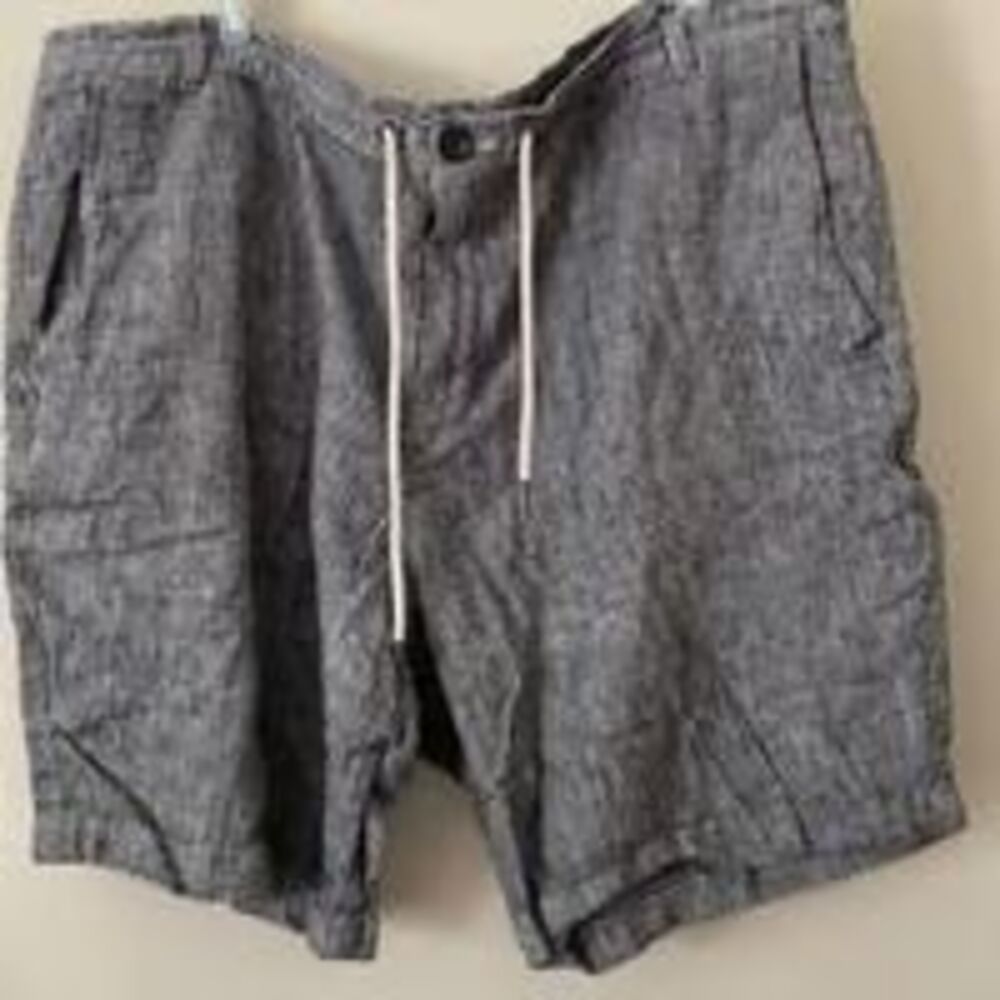 Men’s Calvin Klein linen shorts 40W XL black striped dressy casual